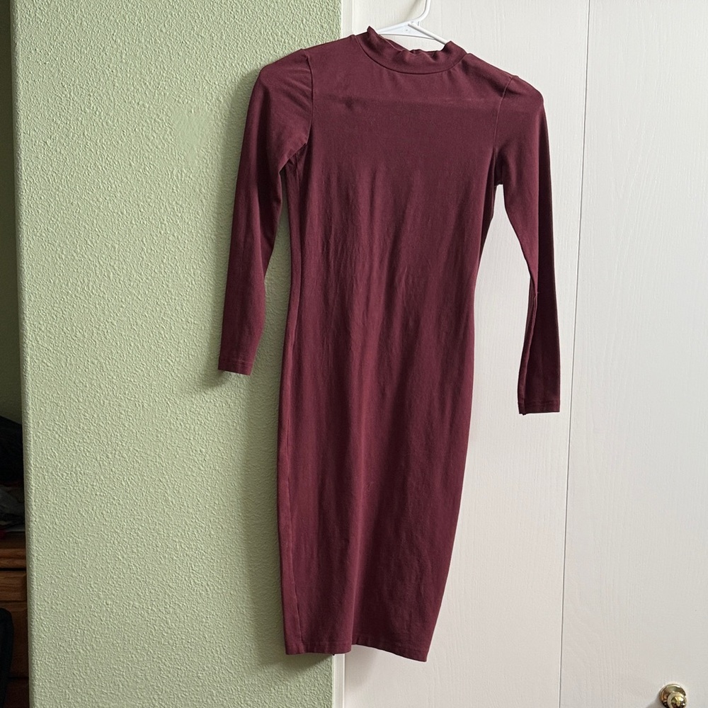 American Apparel Maroon Long Sleeve Dress